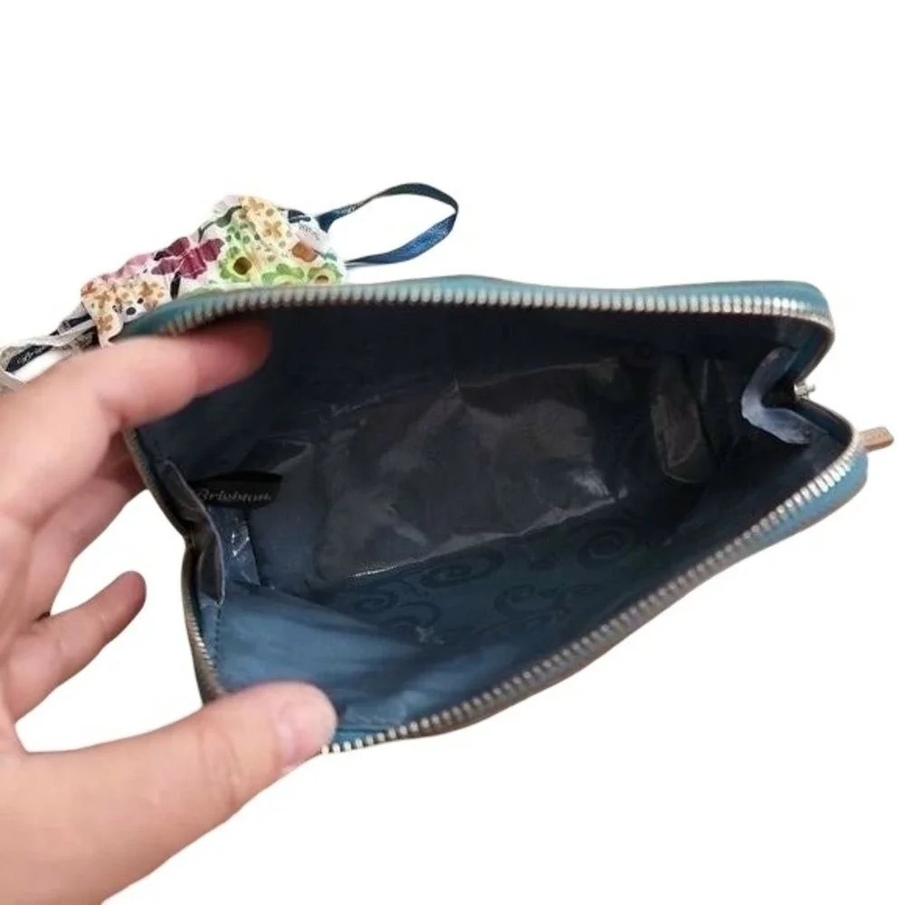 Brighton Seahorse Coastal Coated Canvas Cosmetic Pouch Makeup Bag Blue Pink‎